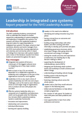 Leadership in integrated care systems: Report prepared for the NHS Leadership Academy